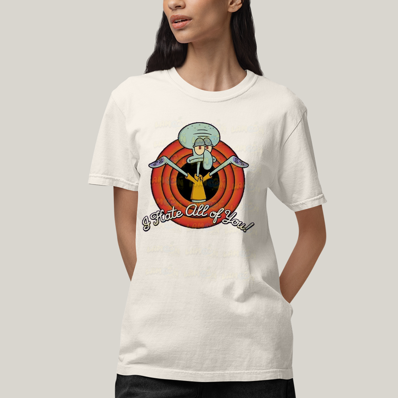Camiseta Algodão Unissex T shirt Bob Esponja Lula Molusco Odeio Todos Vocês
