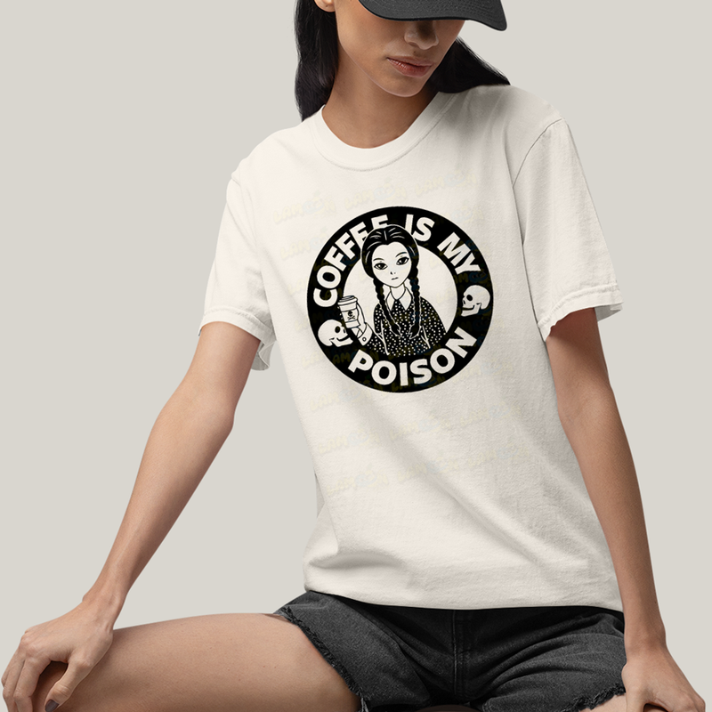 Camiseta Algodão Unissex T shirt Wandinha Café é Meu Veneno