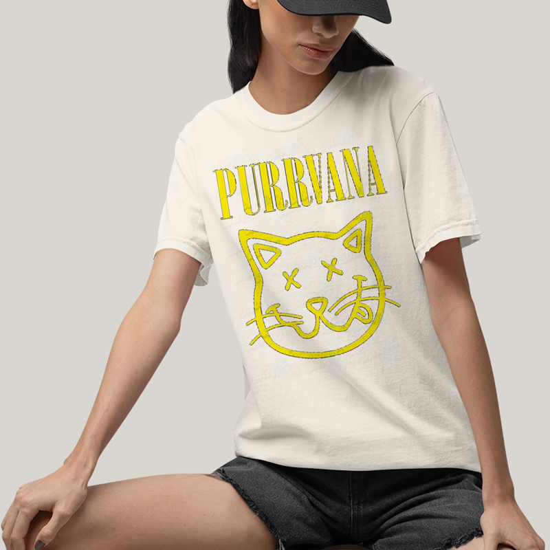 Camiseta Algodão Unissex T shirt Gatinho Purrvana Nirvana
