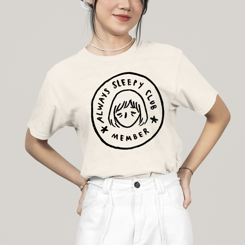 Camiseta Algodão Unissex T shirt Membro do Clube Sempre com Sono