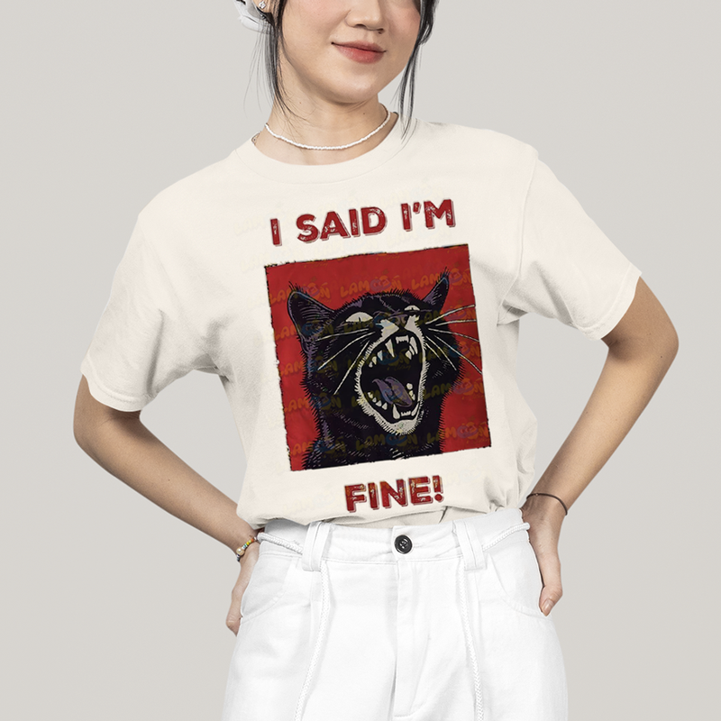 Camiseta Algodão Unissex T shirt Gato Eu Disse Que Estou Bem!