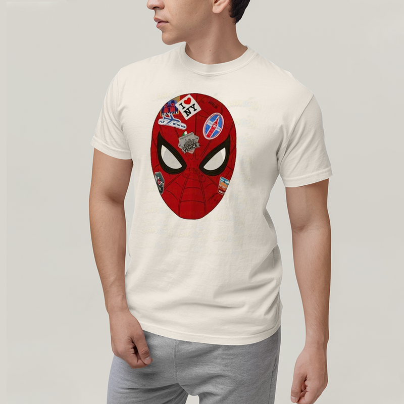 Camiseta Algodão Unissex T shirt Homem Aranha Rosto Figurinhas