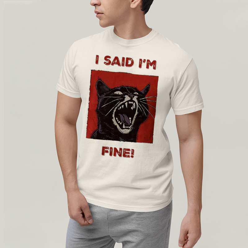 Camiseta Algodão Unissex T shirt Gato Eu Disse Que Estou Bem!