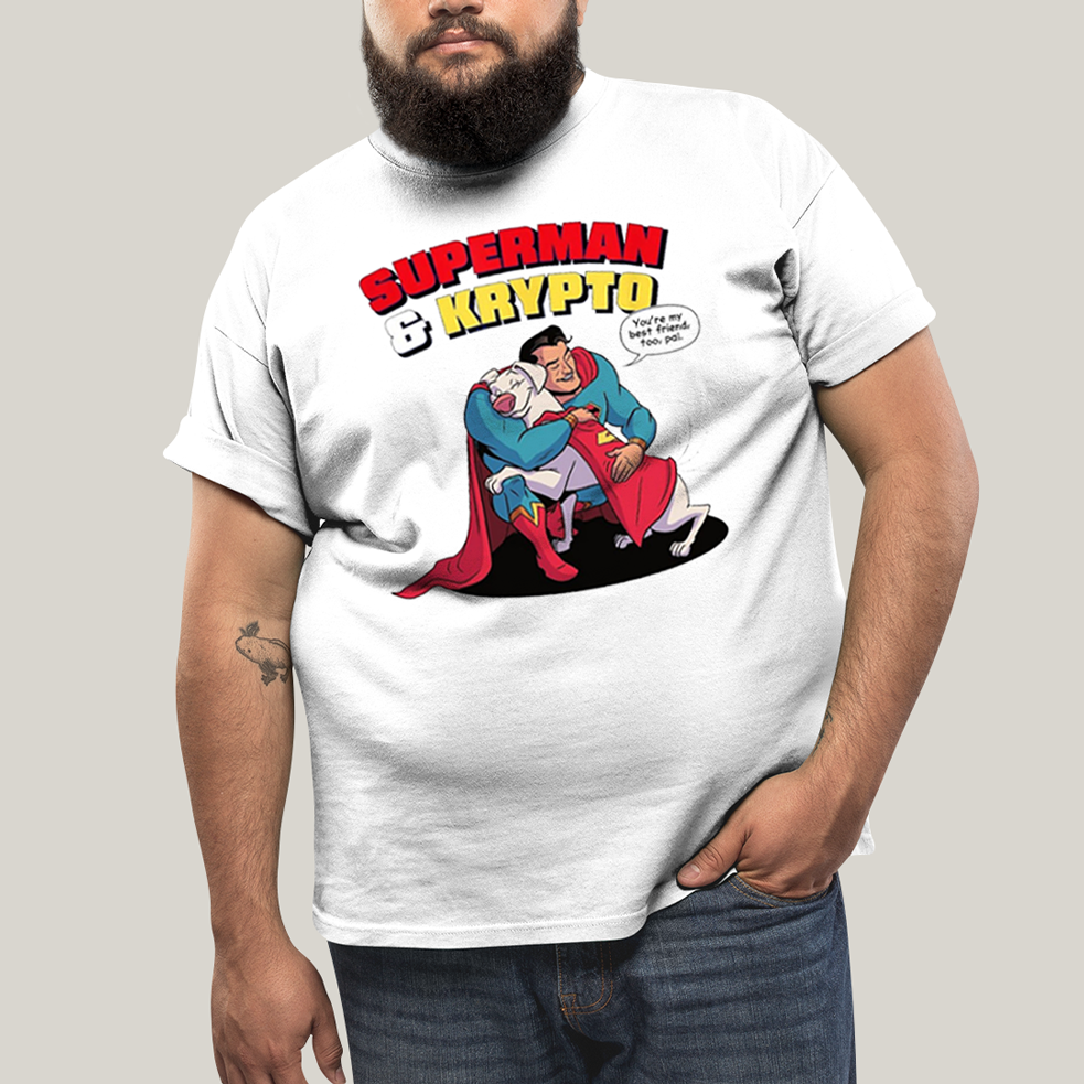 Camiseta Plus Size Algodão Unissex T shirt Superman & Krypto Best Friend