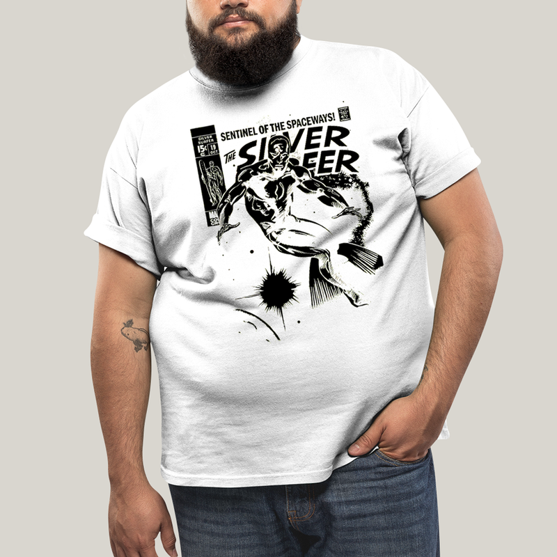 Camiseta Plus Size Algodão Unissex T shirt Quarteto Fantástico O Surfista Prateado