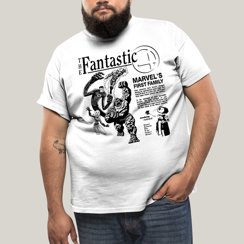 Camiseta Plus Size Algodão Unissex T shirt The Fantastic Four First Family