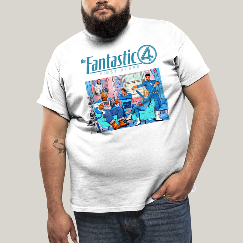 Camiseta Plus Size Algodão Unissex T shirt The Fantastic Four First Steps 1