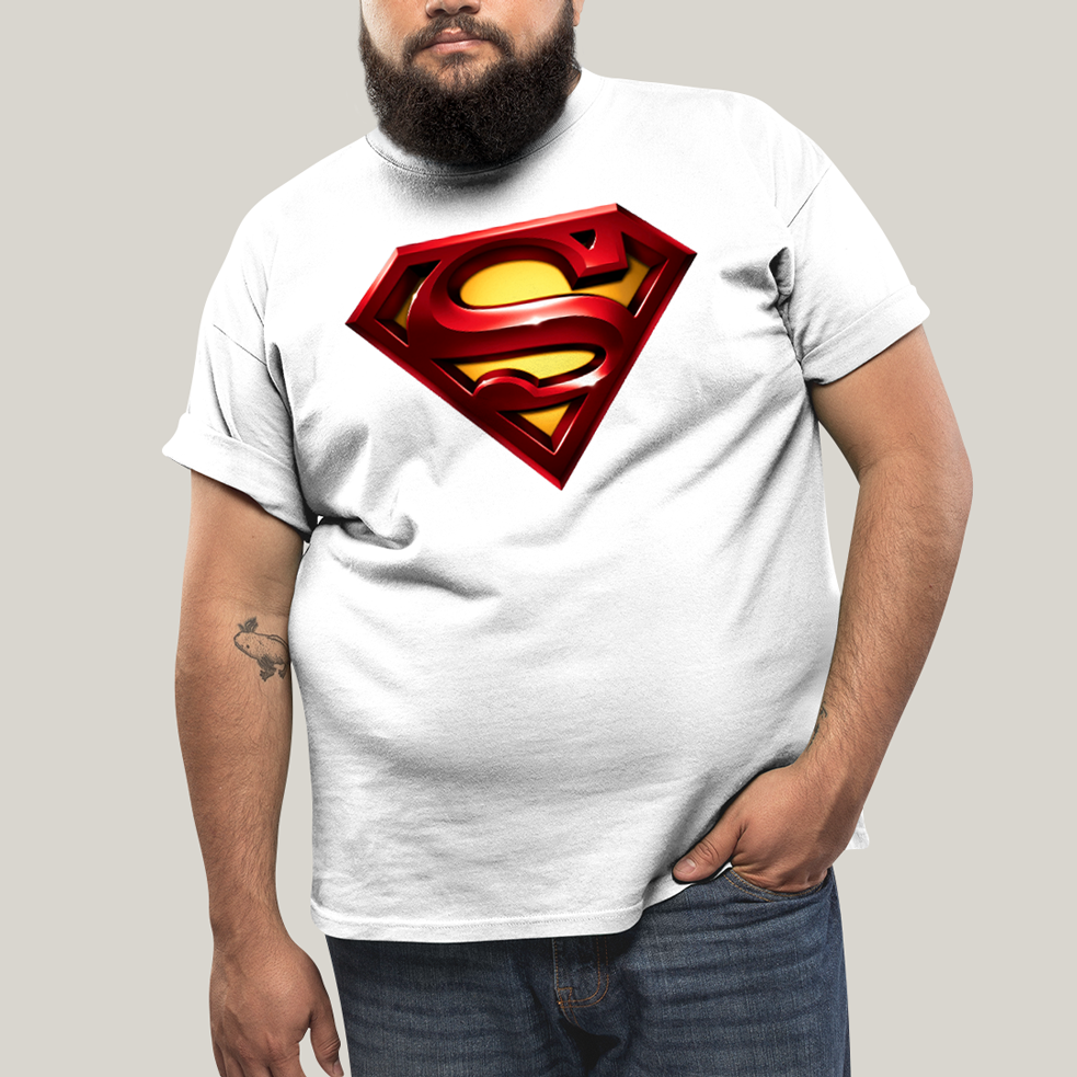 Camiseta Plus Size Algodão Unissex T shirt Superman Logo Clássica 4