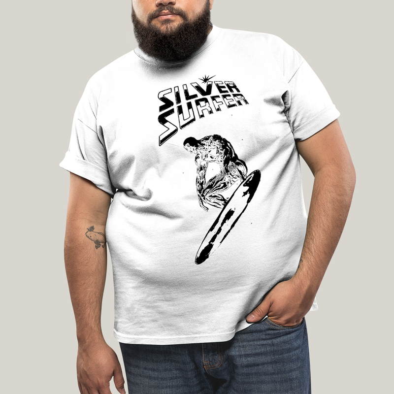 Camiseta Plus Size Algodão Unissex T shirt Quarteto Fantástico O Surfista Prateado 1