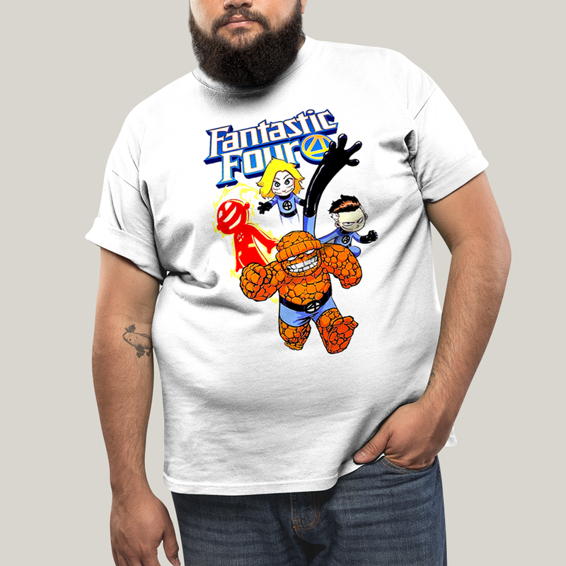 Camiseta Plus Size Algodão Unissex T shirt Quarteto Fantástico