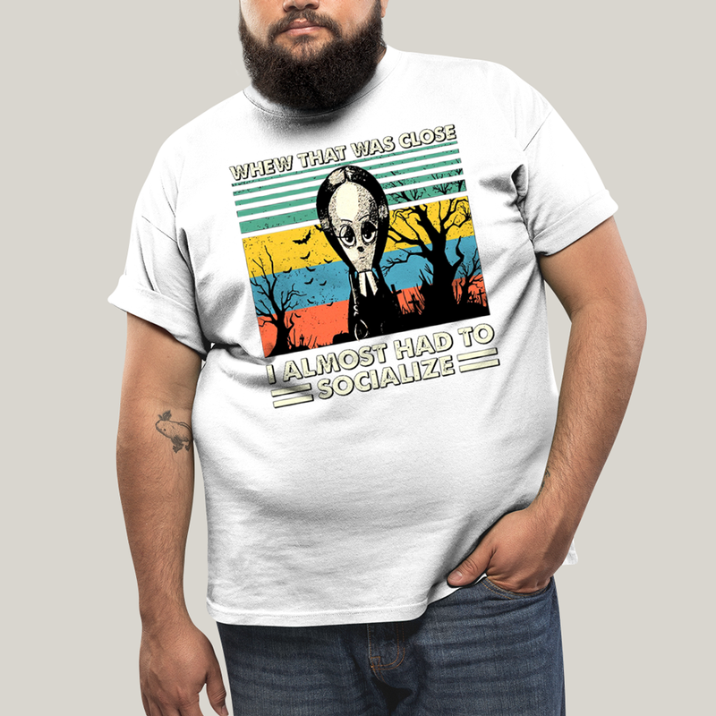 Camiseta Plus Size Algodão Unissex T shirt Wandinha Quase Tive Que Socializar