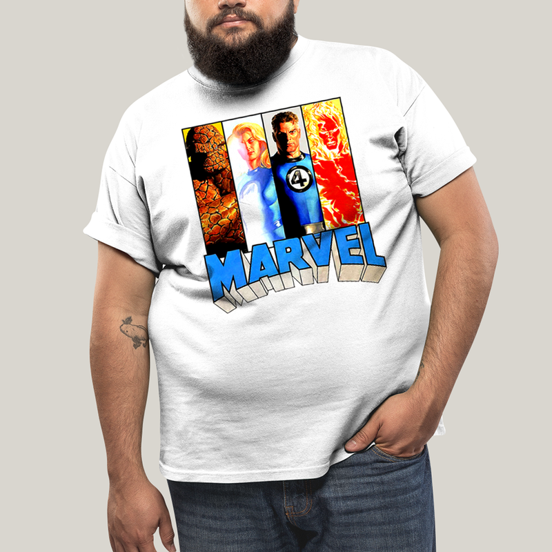 Camiseta Plus Size Algodão Unissex T shirt Quarteto Fantástico Marvel Retrô