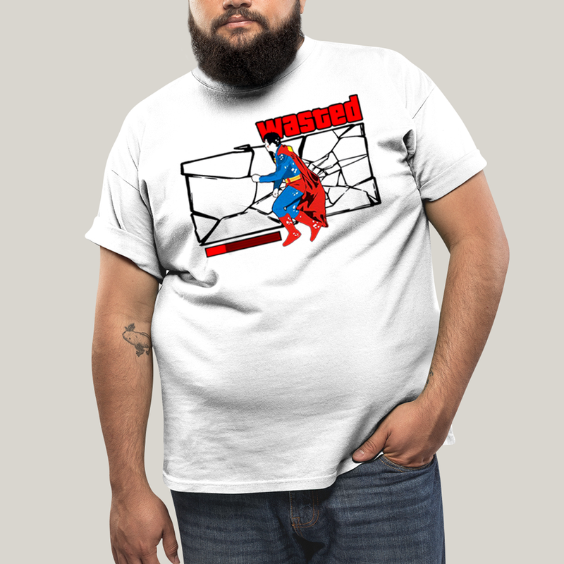 Camiseta Plus Size Algodão Unissex T shirt Superman Wasted