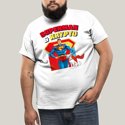 Camiseta Plus Size Algodão Unissex T shirt Superman & Krypto Best Friend 1