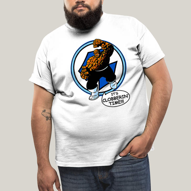 Camiseta Plus Size Algodão Unissex T shirt Quarteto Fantástico O Coisa Tá na Hora do Pau