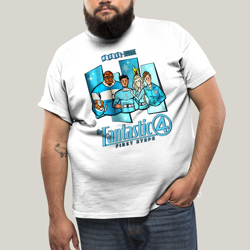 Camiseta Plus Size Algodão Unissex T shirt Quarteto Fantástico Primeiros Passos Cartunesco