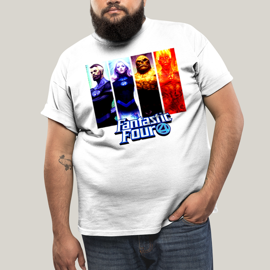 Camiseta Plus Size Algodão Unissex T shirt Quarteto Fantástico Fantastic Four 4