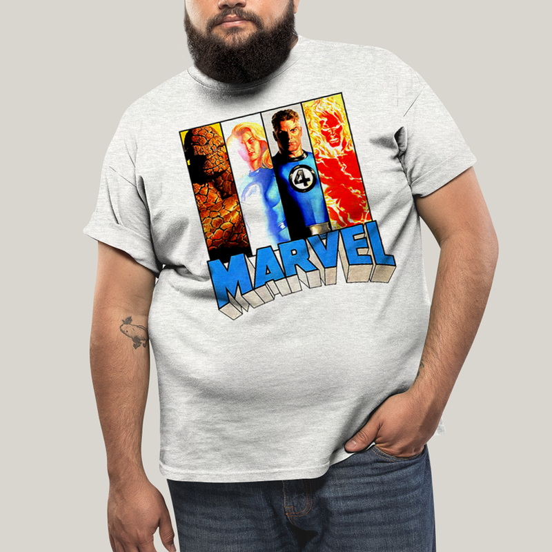 Camiseta Plus Size Algodão Unissex T shirt Quarteto Fantástico Marvel Retrô