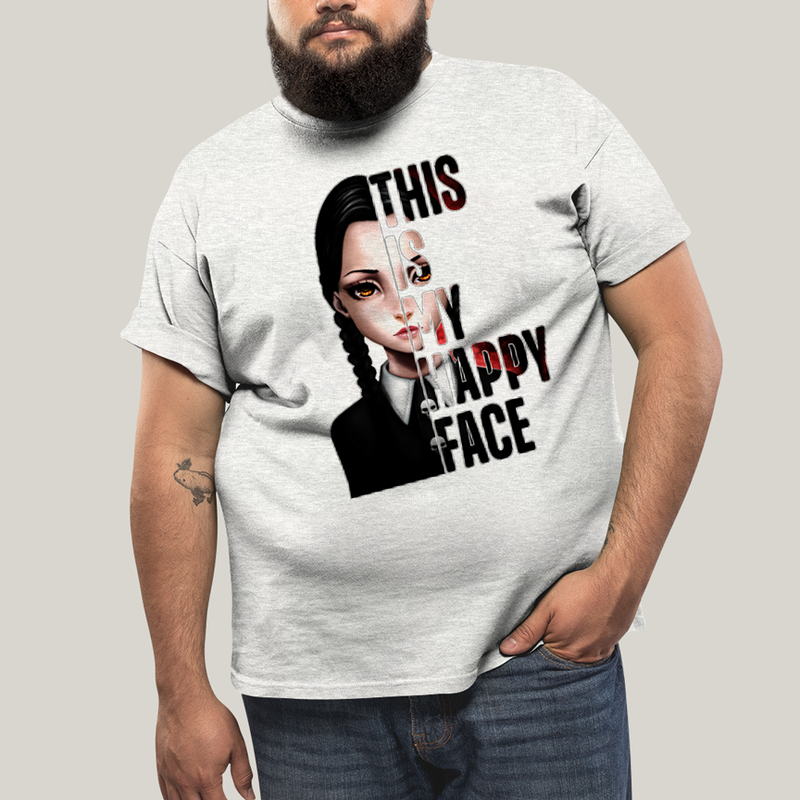 Camiseta Plus Size Algodão Unissex T shirt Wandinha Essa é Minha Cara Feliz