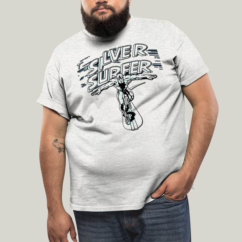 Camiseta Plus Size Algodão Unissex T shirt Surfista Prateado Retrô