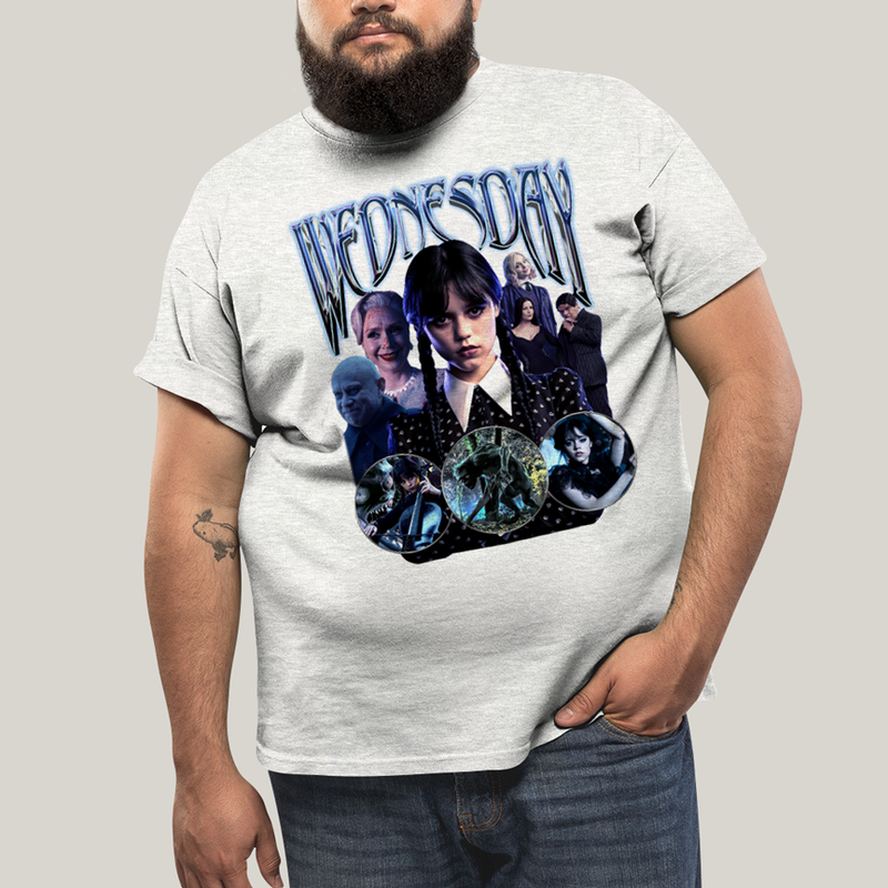 Camiseta Plus Size Algodão Unissex T shirt Wandinha Wednesday Blue