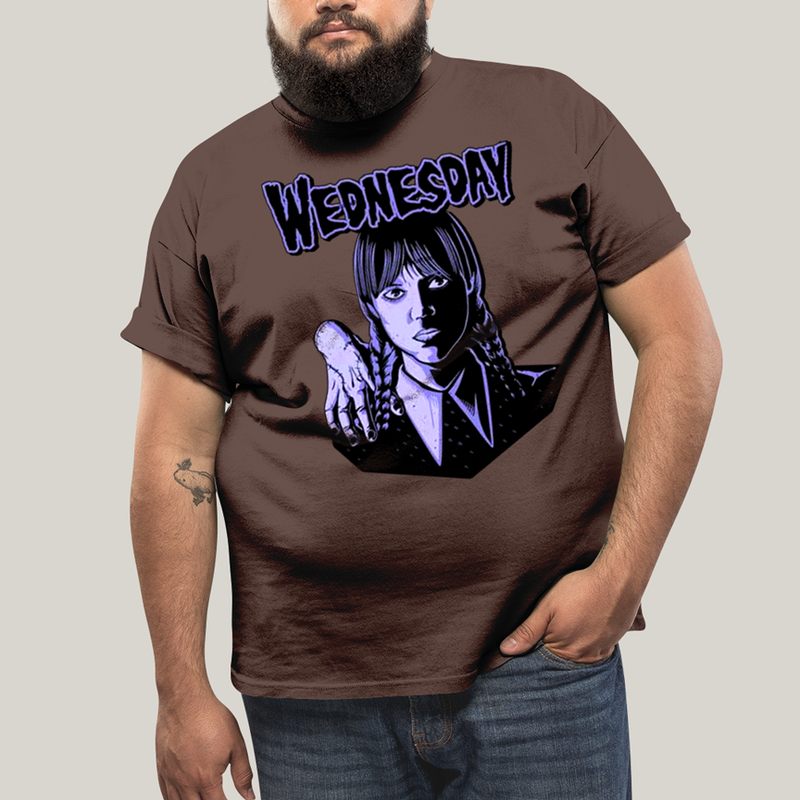 Camiseta Plus Size Algodão Unissex T shirt Wandinha Roxo Wednesday