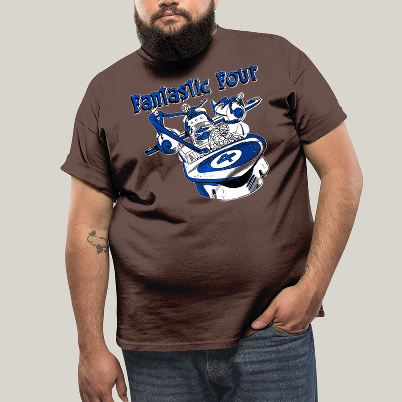 Camiseta Plus Size Algodão Unissex T shirt Quarteto Fantástico Nave