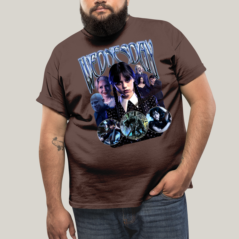 Camiseta Plus Size Algodão Unissex T shirt Wandinha Wednesday Blue