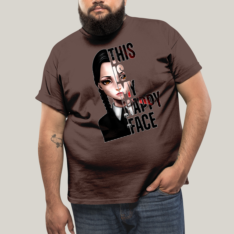 Camiseta Plus Size Algodão Unissex T shirt Wandinha Essa é Minha Cara Feliz