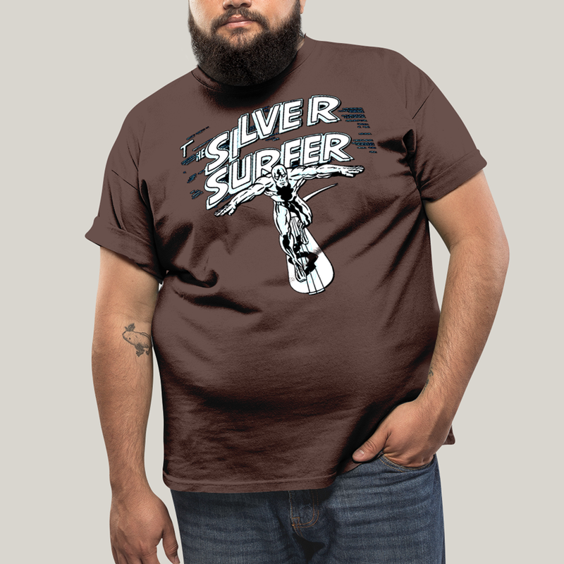 Camiseta Plus Size Algodão Unissex T shirt Surfista Prateado Retrô