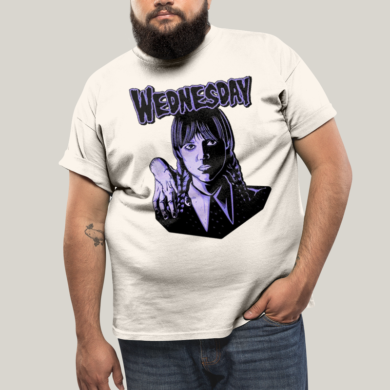 Camiseta Plus Size Algodão Unissex T shirt Wandinha Roxo Wednesday