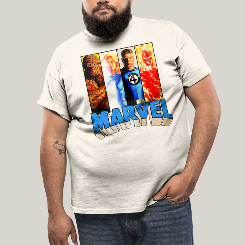 Camiseta Plus Size Algodão Unissex T shirt Quarteto Fantástico Marvel Retrô