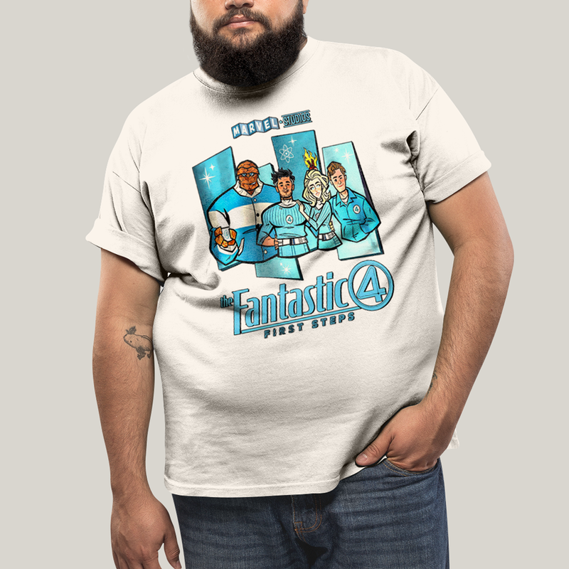 Camiseta Plus Size Algodão Unissex T shirt Quarteto Fantástico Primeiros Passos Cartunesco