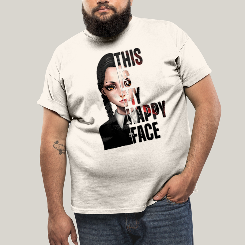 Camiseta Plus Size Algodão Unissex T shirt Wandinha Essa é Minha Cara Feliz