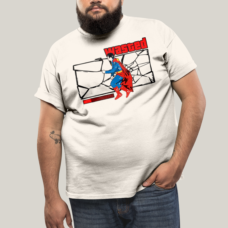Camiseta Plus Size Algodão Unissex T shirt Superman Wasted