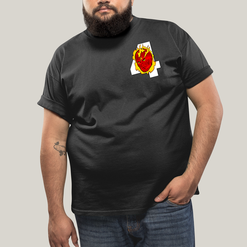 Camiseta Plus Size Algodão Unissex T shirt Quarteto Fantástico Logo Tocha Humana