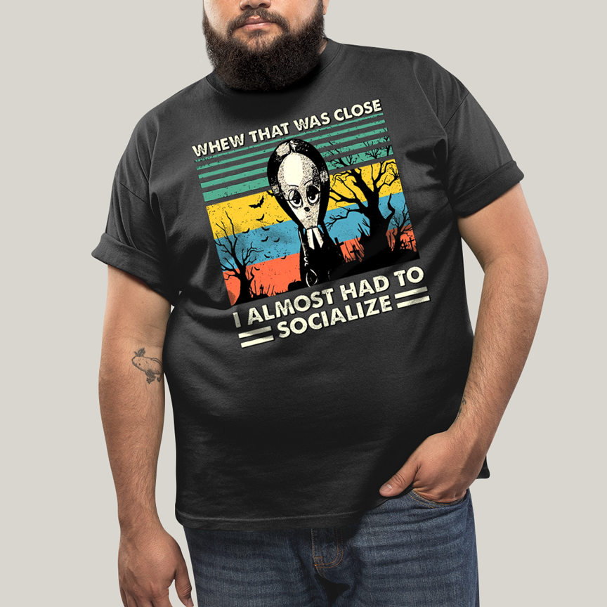 Camiseta Plus Size Algodão Unissex T shirt Wandinha Quase Tive Que Socializar