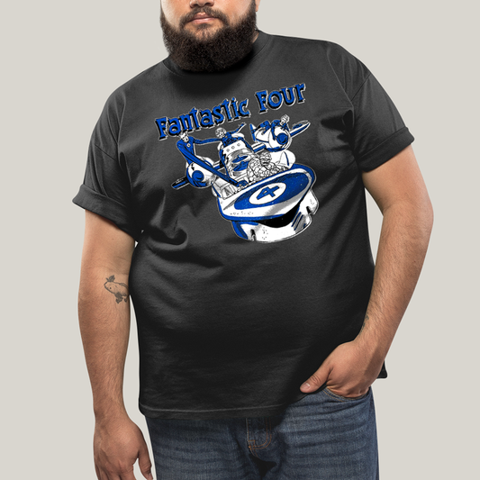 Camiseta Plus Size Algodão Unissex T shirt Quarteto Fantástico Nave