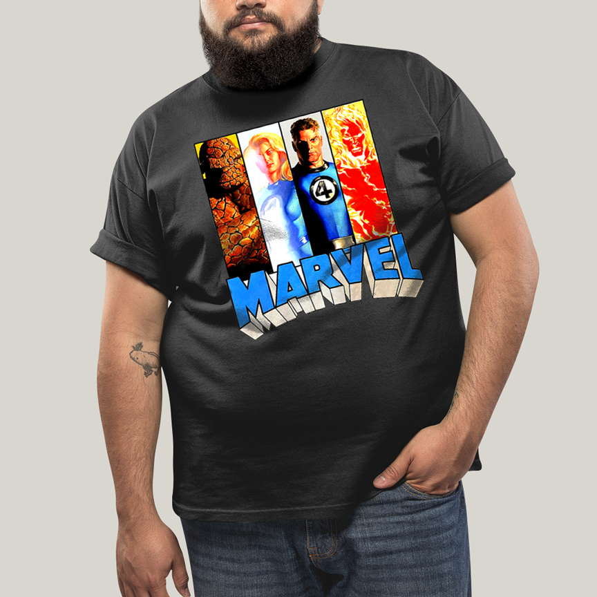 Camiseta Plus Size Algodão Unissex T shirt Quarteto Fantástico Marvel Retrô