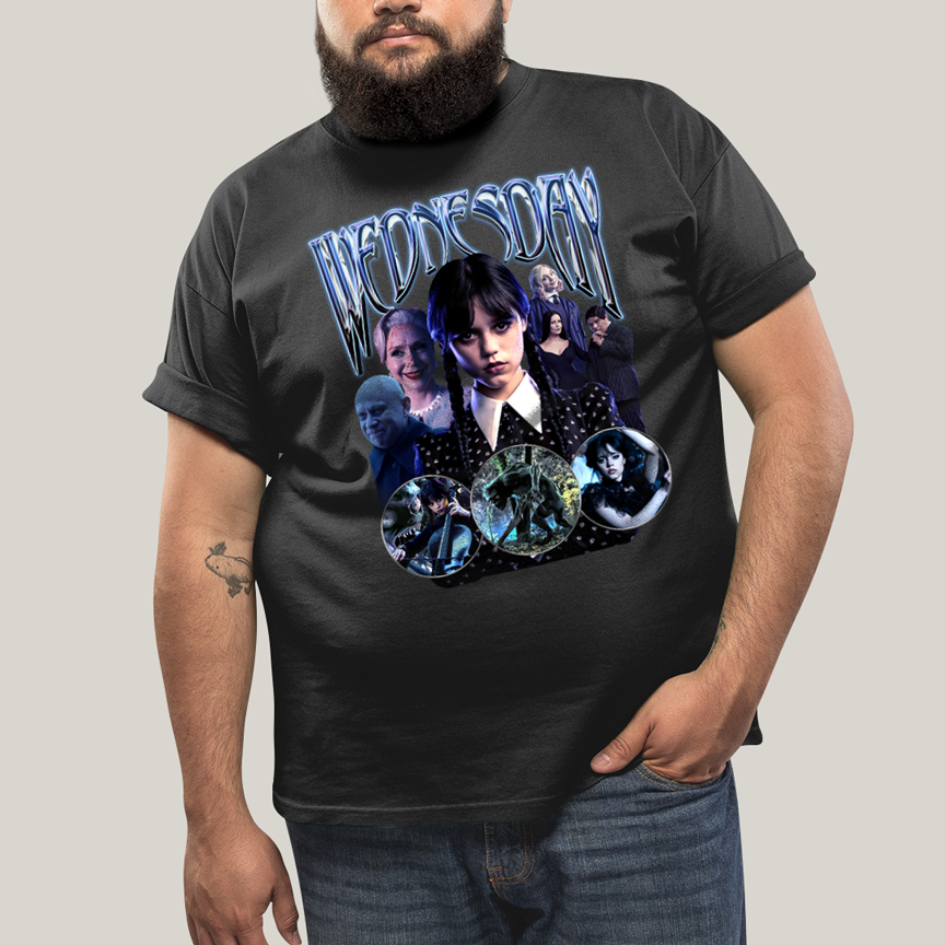 Camiseta Plus Size Algodão Unissex T shirt Wandinha Wednesday Blue