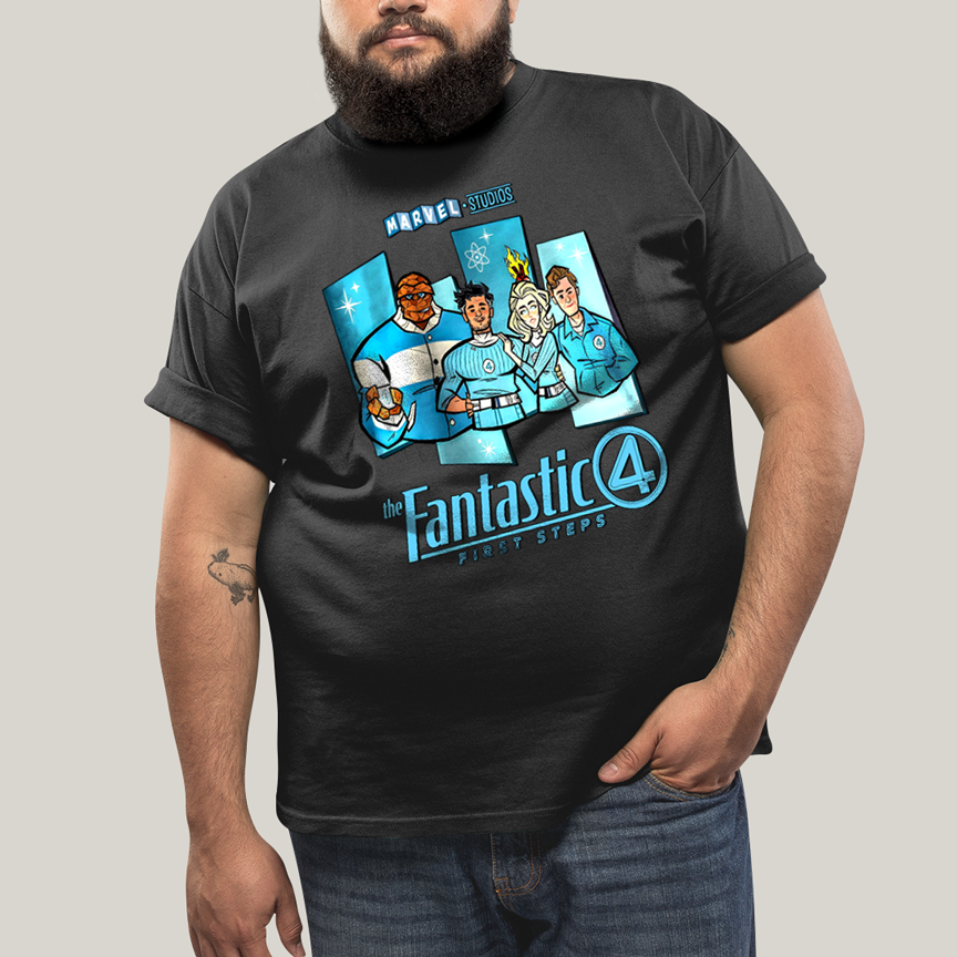 Camiseta Plus Size Algodão Unissex T shirt Quarteto Fantástico Primeiros Passos Cartunesco