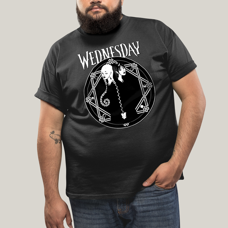 Camiseta Plus Size Algodão Unissex T shirt Wandinha Wednesday Black White