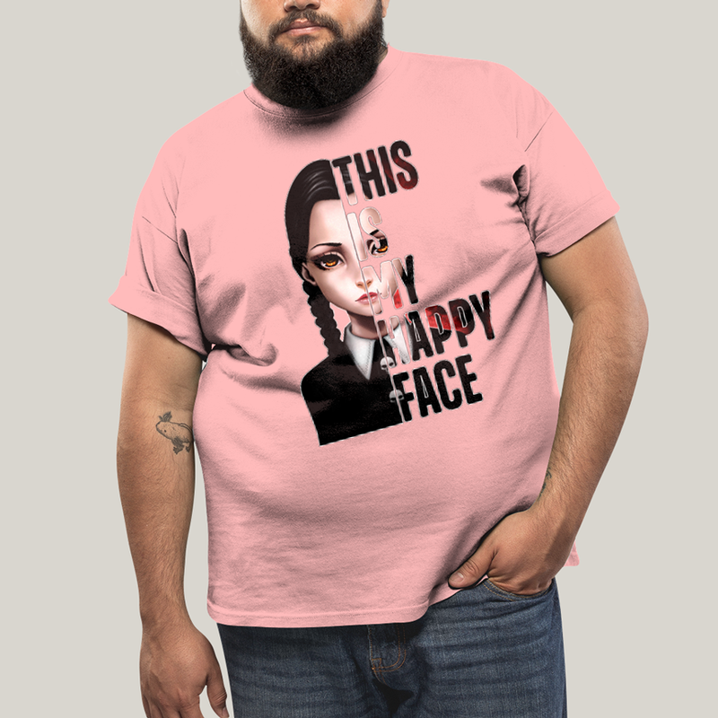 Camiseta Plus Size Algodão Unissex T shirt Wandinha Essa é Minha Cara Feliz