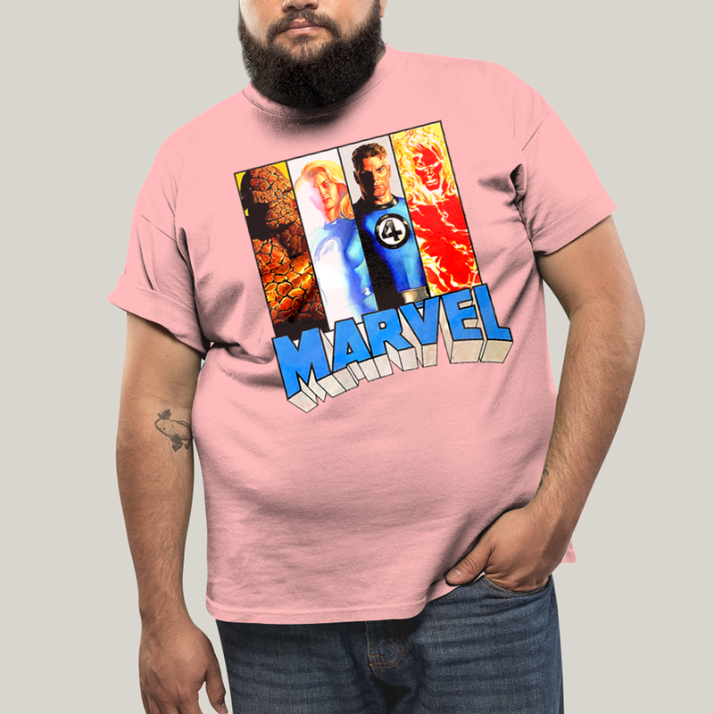 Camiseta Plus Size Algodão Unissex T shirt Quarteto Fantástico Marvel Retrô