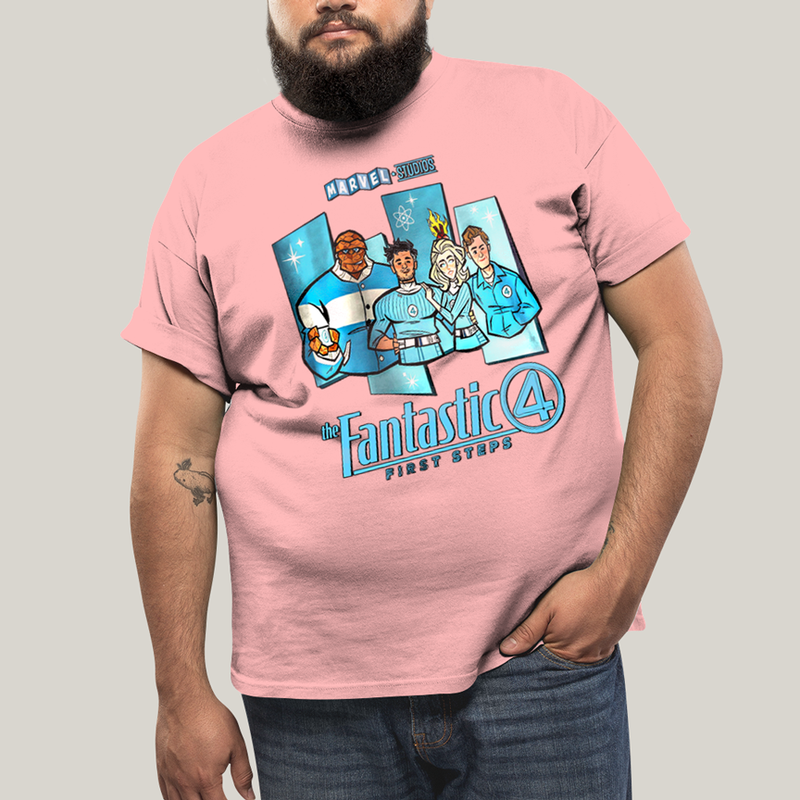 Camiseta Plus Size Algodão Unissex T shirt Quarteto Fantástico Primeiros Passos Cartunesco