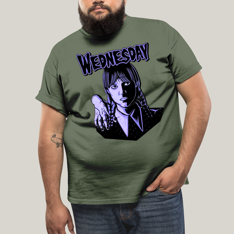 Camiseta Plus Size Algodão Unissex T shirt Wandinha Roxo Wednesday
