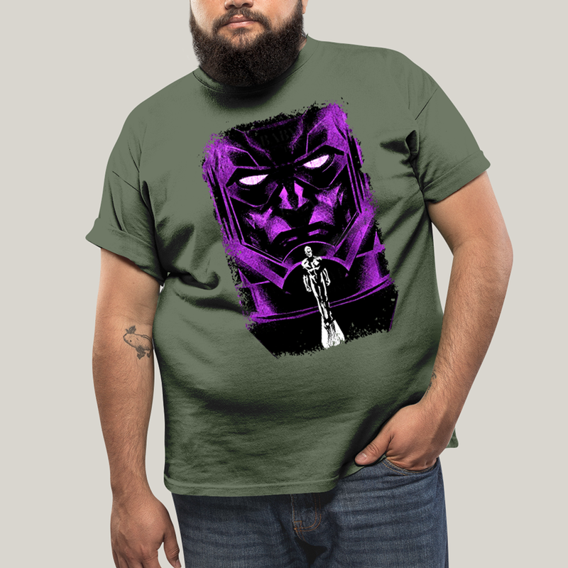 Camiseta Plus Size Algodão Unissex T shirt Quarteto Fantástico Galactus & Surfista Prateado