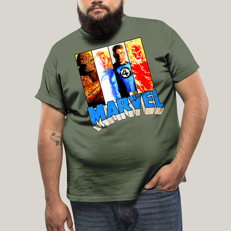 Camiseta Plus Size Algodão Unissex T shirt Quarteto Fantástico Marvel Retrô