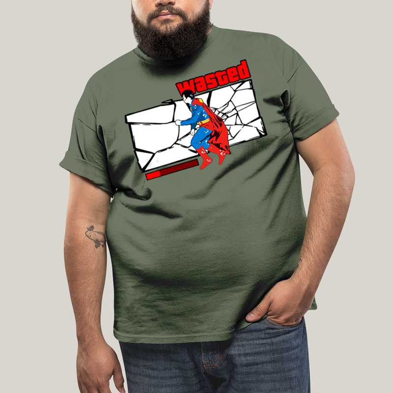 Camiseta Plus Size Algodão Unissex T shirt Superman Wasted