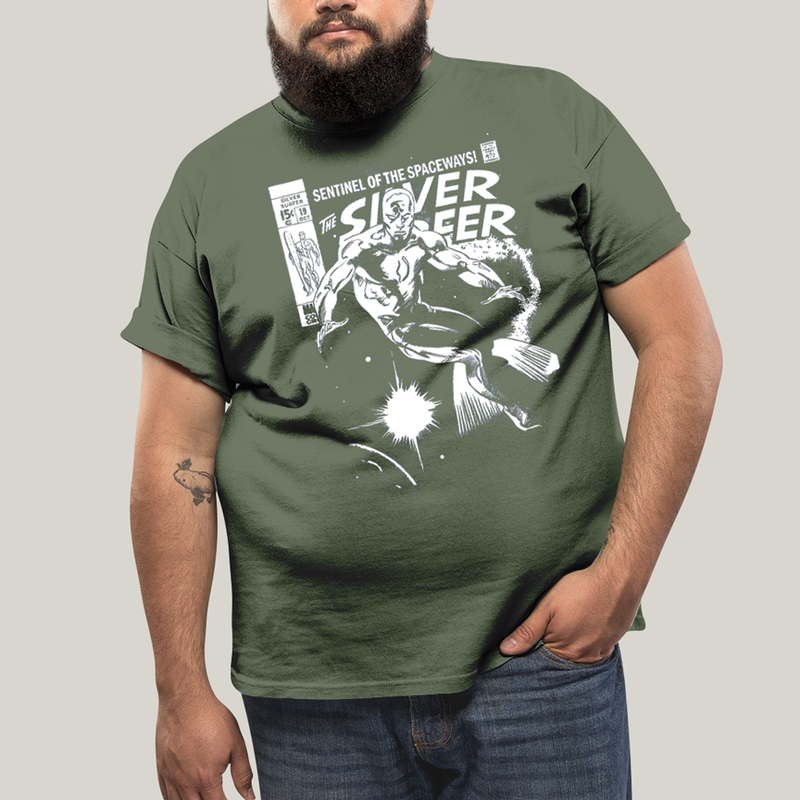 Camiseta Plus Size Algodão Unissex T shirt Quarteto Fantástico O Surfista Prateado